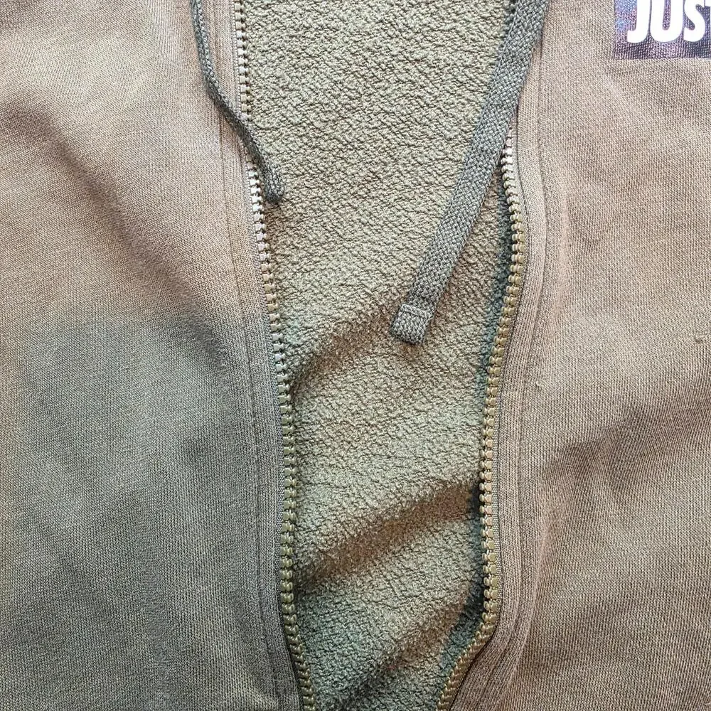 Nike Hoodie Mens M Green Fleece Full Zip Just Do It Graphic Sweatshirt Logo Flaw